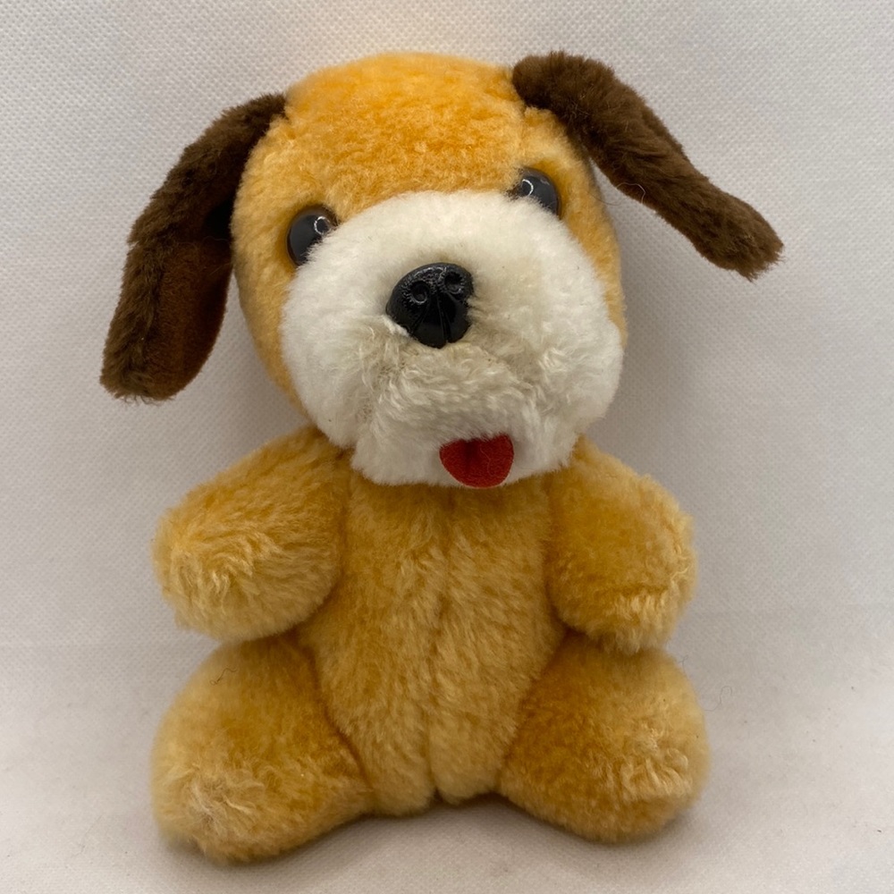Vintage Best Made Toys Plush Stuffed Dog Tan Brown 6.5” Korea